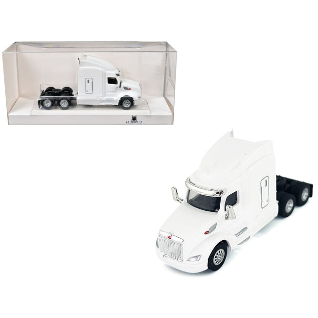 Peterbilt 579 Sleeper Cab White 1/87 (HO) Plastic Model Car by HO Logistics-HO Logistics Replicas-ModelCars.com