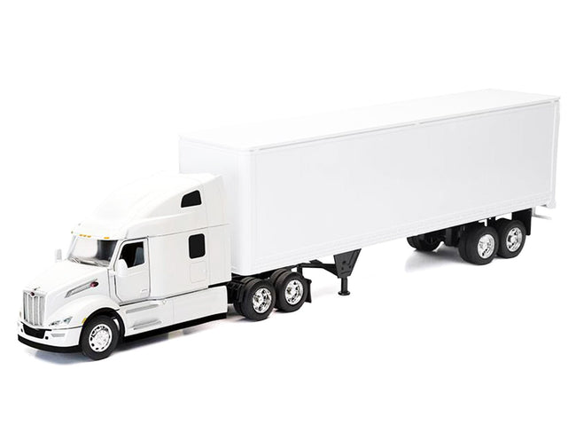 Peterbilt 579 Truck White with Dry Goods Trailer White "Long Haul Truckers" Series 1/32 Diecast Model by New Ray-New Ray-ModelCars.com