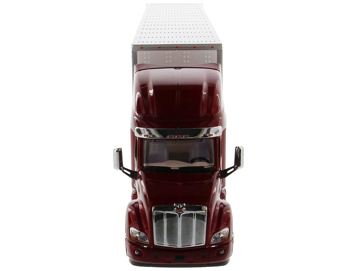 Peterbilt 579 UltraLoft Truck Tractor Red with "CAT Caterpillar" Mural Dry Van Trailer "Transport Series" 1/50 Diecast Model by Diecast Masters-Diecast Masters-ModelCars.com