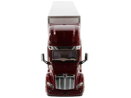 Peterbilt 579 UltraLoft Truck Tractor Red with "CAT Caterpillar" Mural Dry Van Trailer "Transport Series" 1/50 Diecast Model by Diecast Masters-Diecast Masters-ModelCars.com