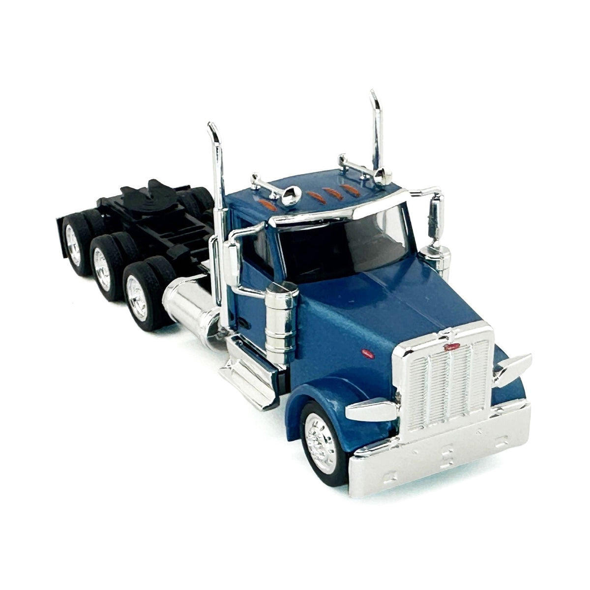 Peterbilt 589 3-Axel Day Cab Blue Metallic 1/87 (HO) Plastic Model Car by HO Logistics-HO Logistics Replicas-ModelCars.com