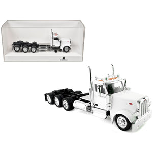 Peterbilt 589 3-Axel Day Cab White 1/87 (HO) Plastic Model Car by HO Logistics
