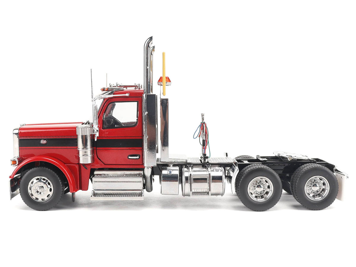 Peterbilt 589 Tandem-Axle Truck Tractor with Day Cab Legendary Red "Transport Series" 1/32 Diecast Model by Diecast Masters-Diecast Masters-ModelCars.com