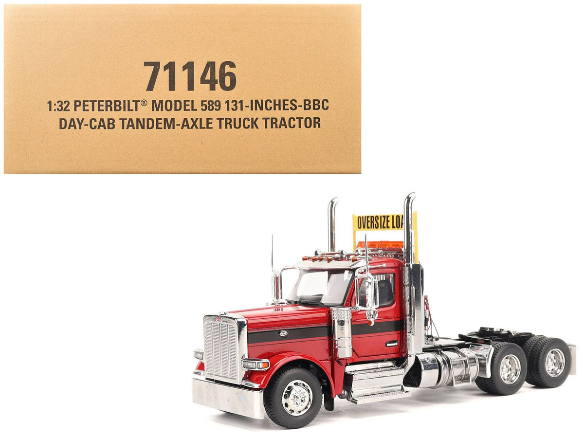 Peterbilt 589 Tandem-Axle Truck Tractor with Day Cab Legendary Red "Transport Series" 1/32 Diecast Model by Diecast Masters-Diecast Masters-ModelCars.com