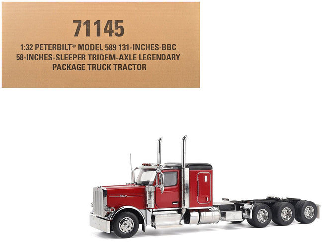 Peterbilt 589 Tridem-Axle Legendary Package Truck Tractor with 58" Sleeper Legendary Red "Transport Series" 1/32 Diecast Model by Diecast Masters-Diecast Masters-ModelCars.com