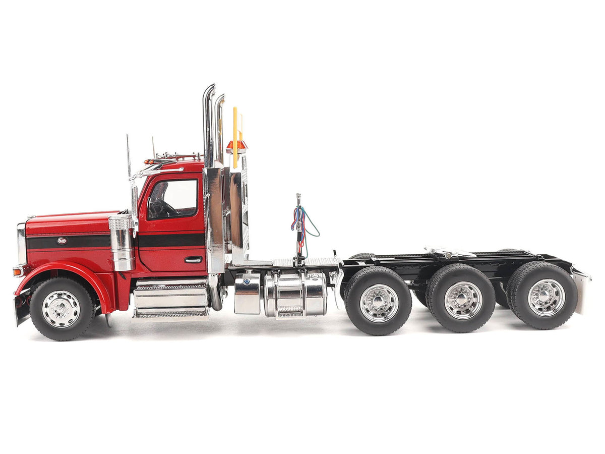 Peterbilt 589 Tridem-Axle Truck Tractor with Day Cab Legendary Red "Transport Series" 1/32 Diecast Model by Diecast Masters-Diecast Masters-ModelCars.com