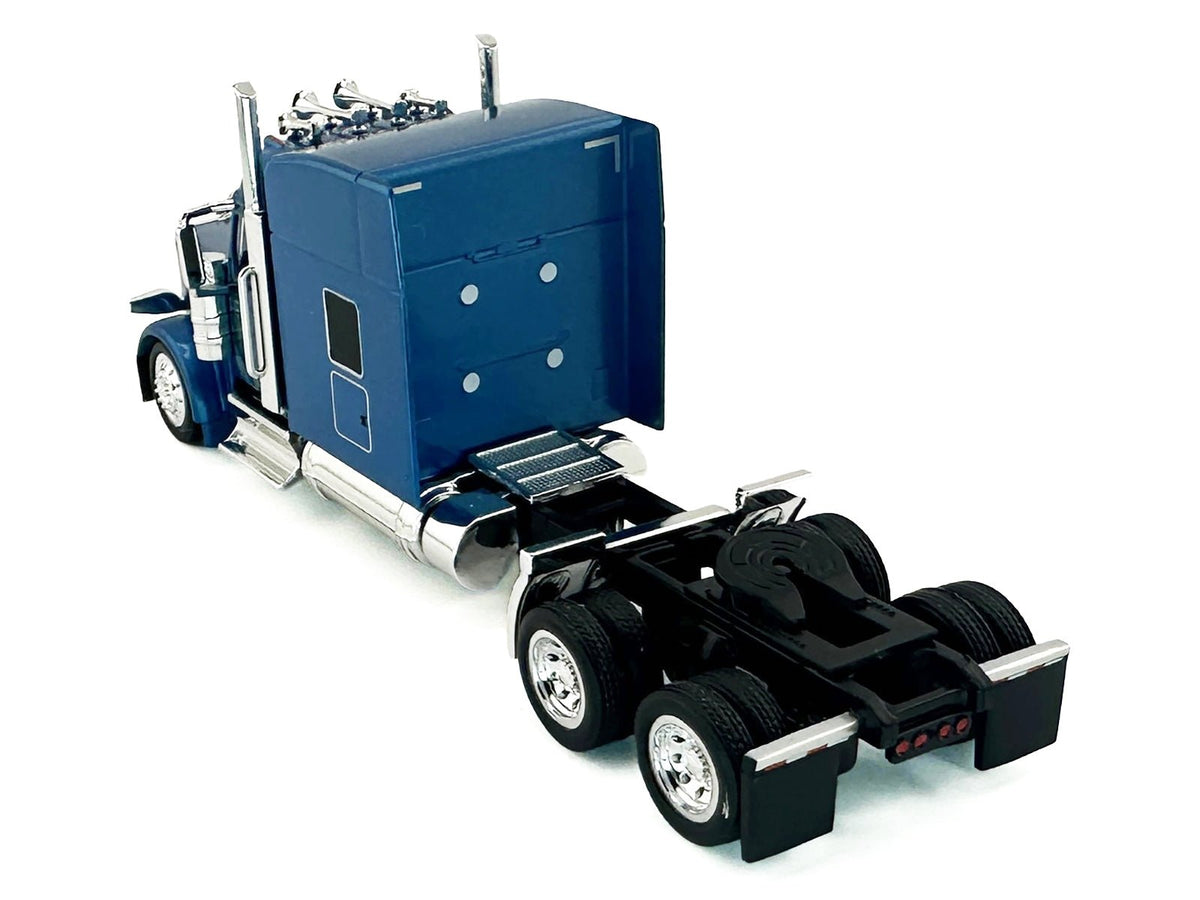 Peterbilt 589 with Stand Up Sleeper Cab Blue Metallic 1/87 (HO) Plastic Model Car by HO Logistics-HO Logistics Replicas-ModelCars.com