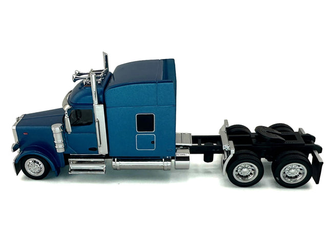 Peterbilt 589 with Stand Up Sleeper Cab Blue Metallic 1/87 (HO) Plastic Model Car by HO Logistics-HO Logistics Replicas-ModelCars.com
