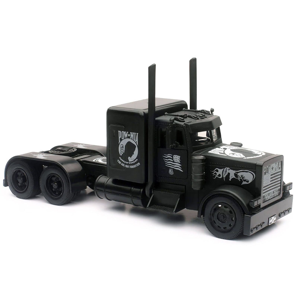Peterbilt Custom Truck Black Out "POW-MIA You Are Not Forgotten" 1/32 Diecast Model by New Ray-New Ray-ModelCars.com