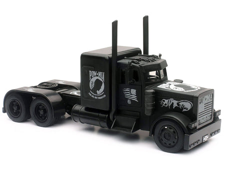 Peterbilt Custom Truck Black Out "POW-MIA You Are Not Forgotten" 1/32 Diecast Model by New Ray-New Ray-ModelCars.com