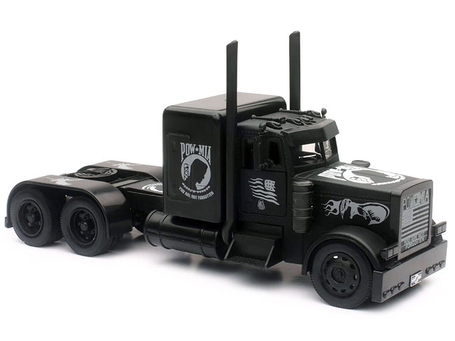 Peterbilt Custom Truck Black Out "POW-MIA You Are Not Forgotten" 1/32 Diecast Model by New Ray-New Ray-ModelCars.com
