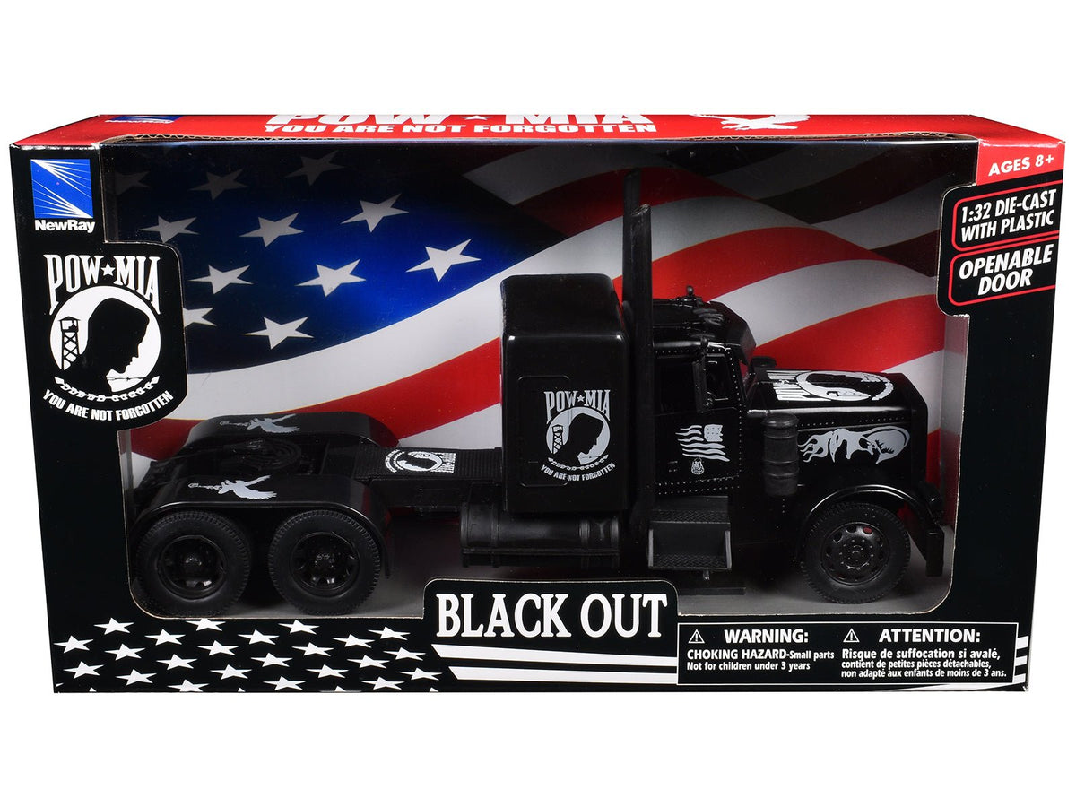 Peterbilt Custom Truck Black Out "POW-MIA You Are Not Forgotten" 1/32 Diecast Model by New Ray-New Ray-ModelCars.com