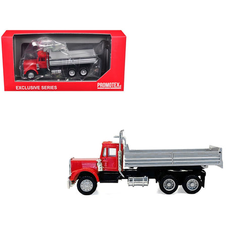 Peterbilt Dump Truck with Red Cab 1/87 (HO) Plastic Model by Promotex-Promotex-ModelCars.com