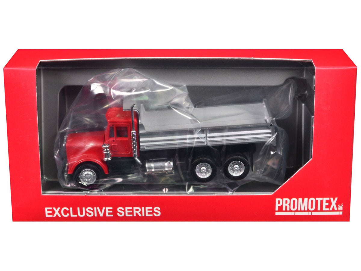 Peterbilt Dump Truck with Red Cab 1/87 (HO) Plastic Model by Promotex-Promotex-ModelCars.com