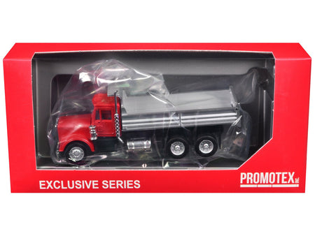 Peterbilt Dump Truck with Red Cab 1/87 (HO) Plastic Model by Promotex-Promotex-ModelCars.com