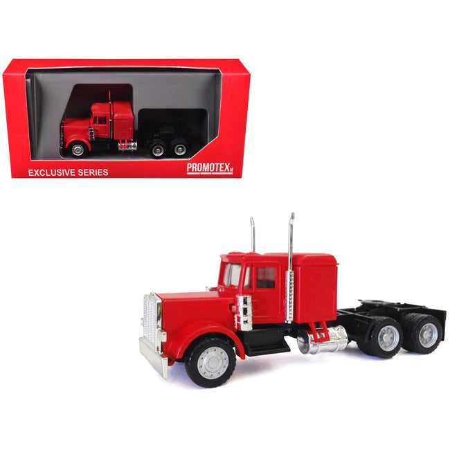 Peterbilt Long Tractor Red 1/87 (HO) Plastic Model Car by Promotex - Promotex - ModelCars.com