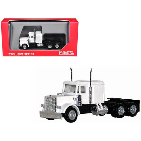 Peterbilt Long Tractor White 1/87 (HO) Plastic Model Car by Promotex - Promotex - ModelCars.com