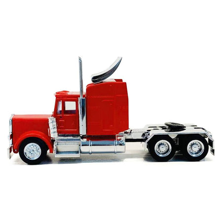 Peterbilt Sleeper Cab with Chrome Chassis Red 1/87 (HO) Plastic Model Car by Promotex - Promotex - ModelCars.com