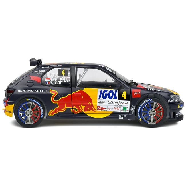 Peugeot 306 Maxi 4 Sebastien Loeb - Daniel Elena "Red Bull" "Rally Mont - Blanc" (2021) "Competition" Series 1/18 Diecast Model Car by Solido - Solido - ModelCars.com