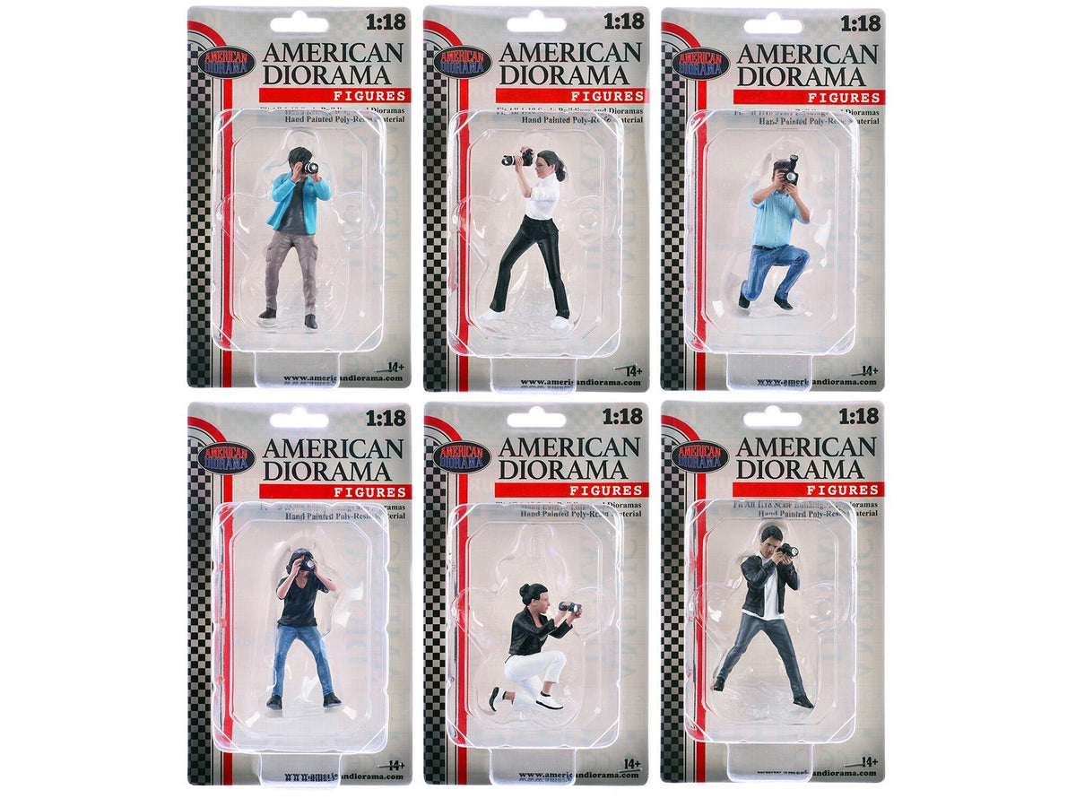 "Photographers" 6 piece Figure Set for 1/18 Scale Models by American Diorama-American Diorama-ModelCars.com