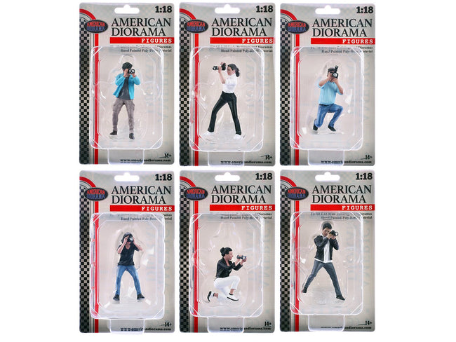 "Photographers" 6 piece Figure Set for 1/18 Scale Models by American Diorama-American Diorama-ModelCars.com
