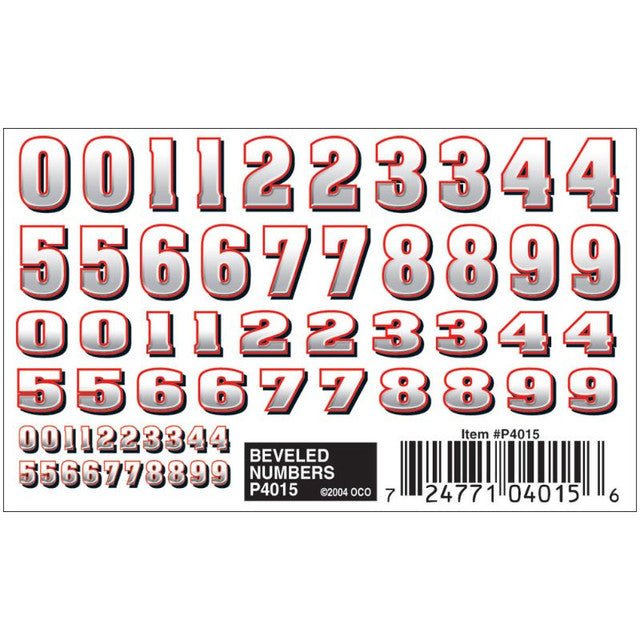 Pinecar 4015 - Beveled Numbers Dry Transfer - Kit - Pine Car - ModelCars.com