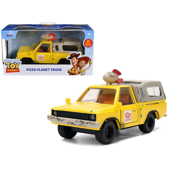 Pizza Planet Truck Yellow (Weathered) with Beige Camper "Toy Story" (1995) Movie "Hollywood Rides" Series 1/32 Diecast Model Car by Jada-Jada-ModelCars.com