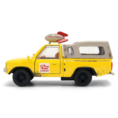Pizza Planet Truck Yellow (Weathered) with Beige Camper "Toy Story" (1995) Movie "Hollywood Rides" Series 1/32 Diecast Model Car by Jada-Jada-ModelCars.com