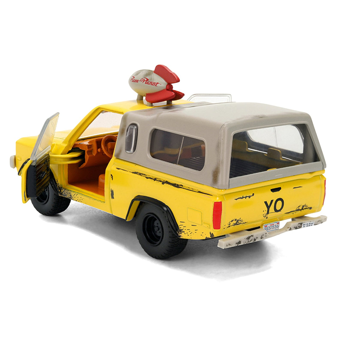 Pizza Planet Truck Yellow (Weathered) with Beige Camper "Toy Story" (1995) Movie "Hollywood Rides" Series 1/32 Diecast Model Car by Jada-Jada-ModelCars.com