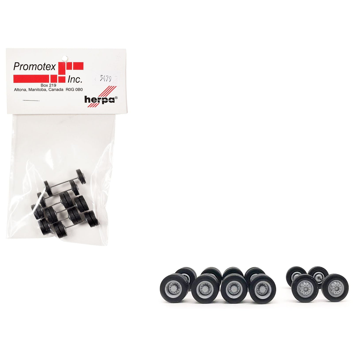 Planetary Hubs Wheel Set (2 Front and 4 Rear) 1/87 (HO) Plastic Model by Promotex-Promotex-ModelCars.com