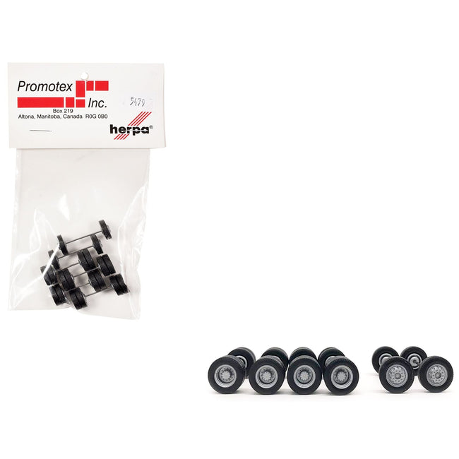 Planetary Hubs Wheel Set (2 Front and 4 Rear) 1/87 (HO) Plastic Model by Promotex-Promotex-ModelCars.com