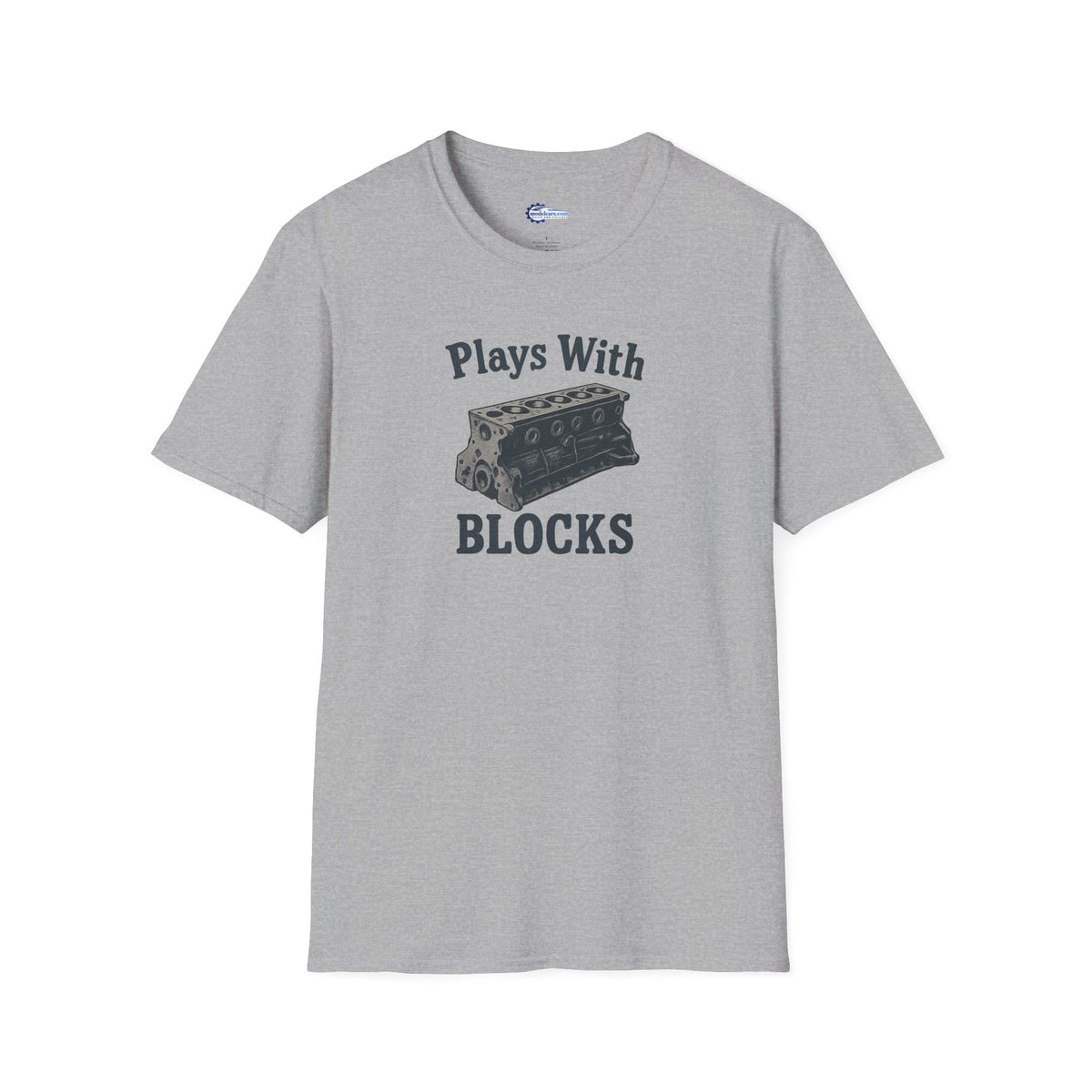 Plays With Blocks Vintage T-Shirt - Text Design + Graphic-Modelcars.com-ModelCars.com