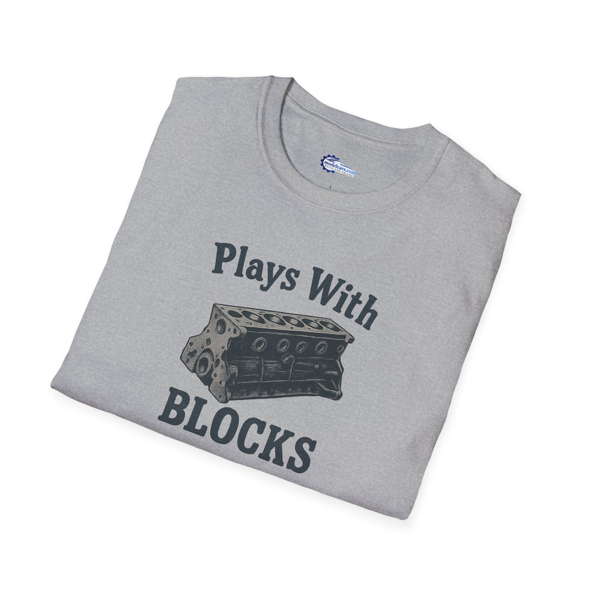 Plays With Blocks Vintage T-Shirt - Text Design + Graphic-Modelcars.com-ModelCars.com