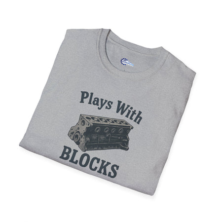 Plays With Blocks Vintage T-Shirt - Text Design + Graphic-Modelcars.com-ModelCars.com