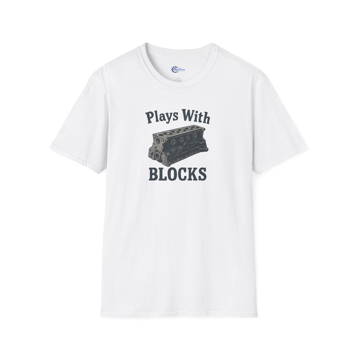 Plays With Blocks Vintage T-Shirt - Text Design + Graphic-Modelcars.com-ModelCars.com