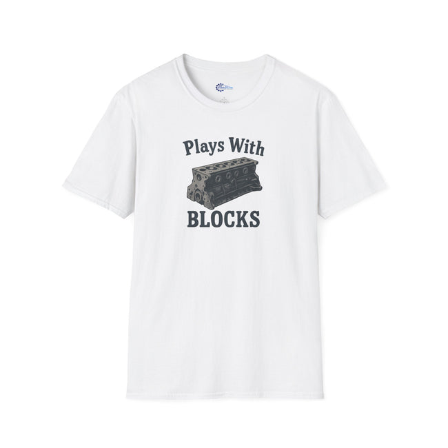 Plays With Blocks Vintage T-Shirt - Text Design + Graphic-Modelcars.com-ModelCars.com
