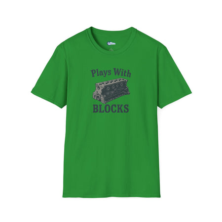 Plays With Blocks Vintage T-Shirt - Text Design + Graphic-Modelcars.com-ModelCars.com