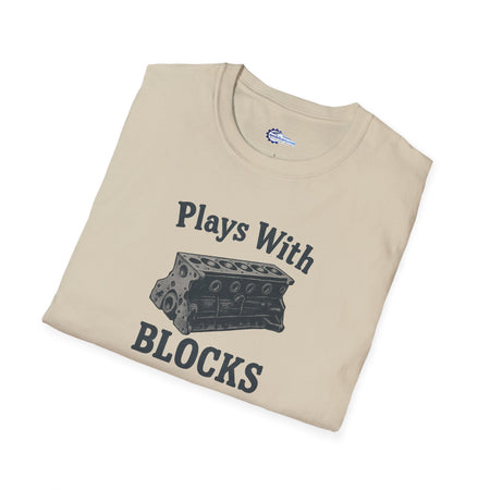 Plays With Blocks Vintage T-Shirt - Text Design + Graphic-Modelcars.com-ModelCars.com