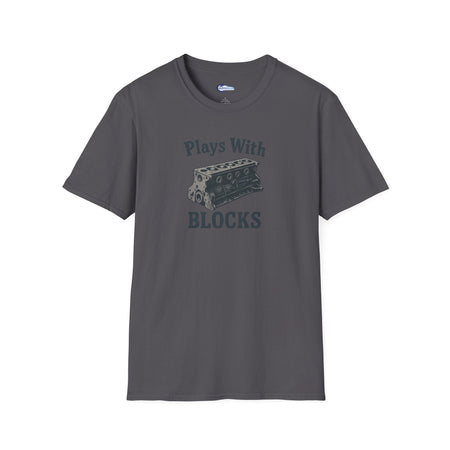 Plays With Blocks Vintage T-Shirt - Text Design + Graphic-Modelcars.com-ModelCars.com