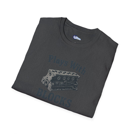 Plays With Blocks Vintage T-Shirt - Text Design + Graphic-Modelcars.com-ModelCars.com