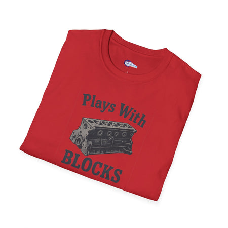 Plays With Blocks Vintage T-Shirt - Text Design + Graphic-Modelcars.com-ModelCars.com