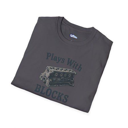 Plays With Blocks Vintage T-Shirt - Text Design + Graphic-Modelcars.com-ModelCars.com