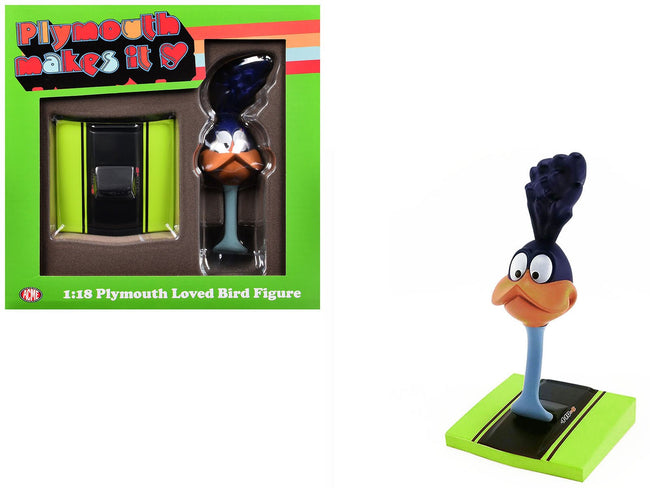 Plymouth Loved Bird Figure with Limelight Green Hood Stand 1/18 Model by ACME-Acme-ModelCars.com