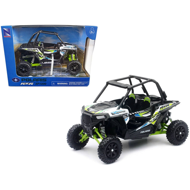 Polaris RZR XP 1000 Dune Buggy White Lightning and Bright Green 1/18 Diecast Model by New Ray - New Ray - ModelCars.com