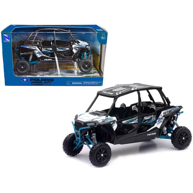 Polaris RZR XP 4 Turbo EPS Sport UTV Matt White Lightning with Graphics and Black Top 1/18 Diecast Model by New Ray - New Ray - ModelCars.com