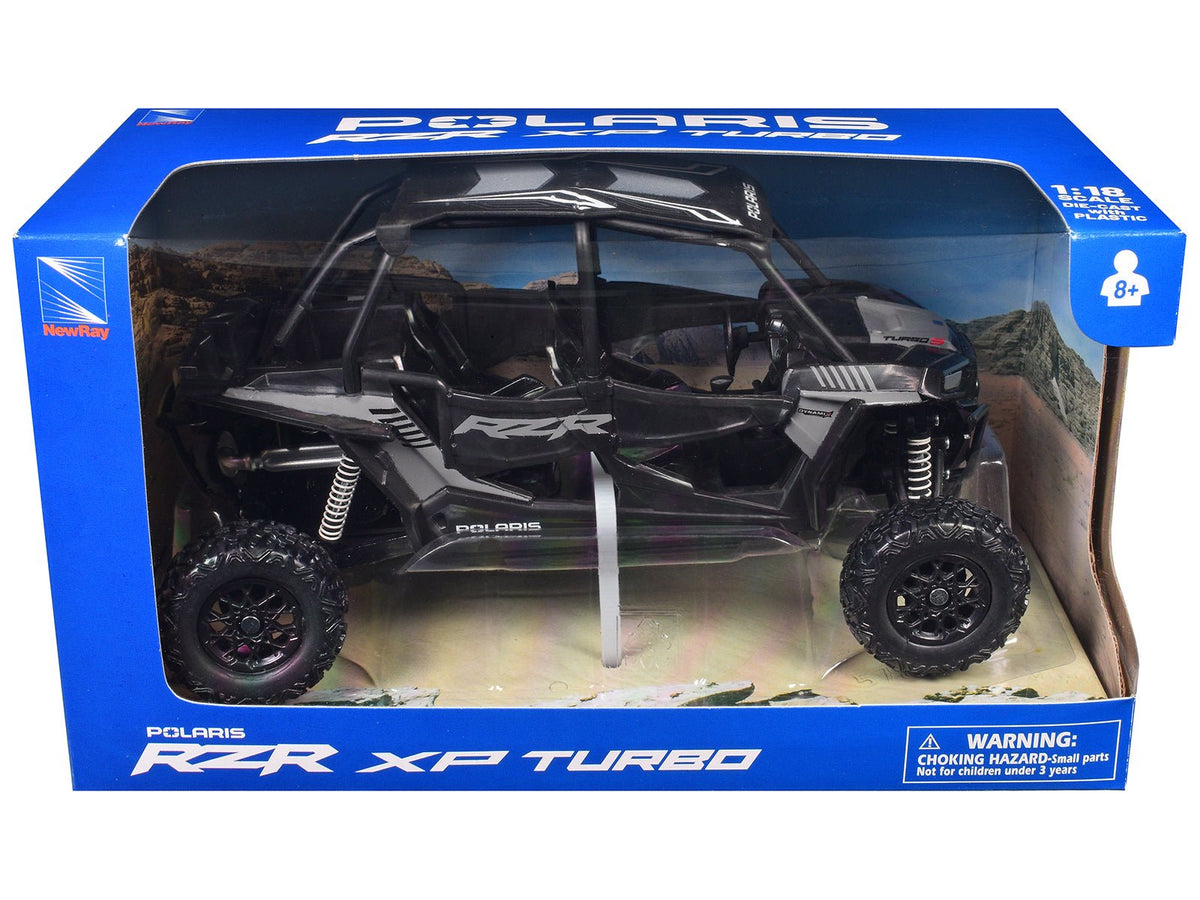 Polaris RZR XP 4 Turbo EPS Sport UTV Onyx Black with Gray Graphics 1/18 Diecast Model by New Ray-New Ray-ModelCars.com