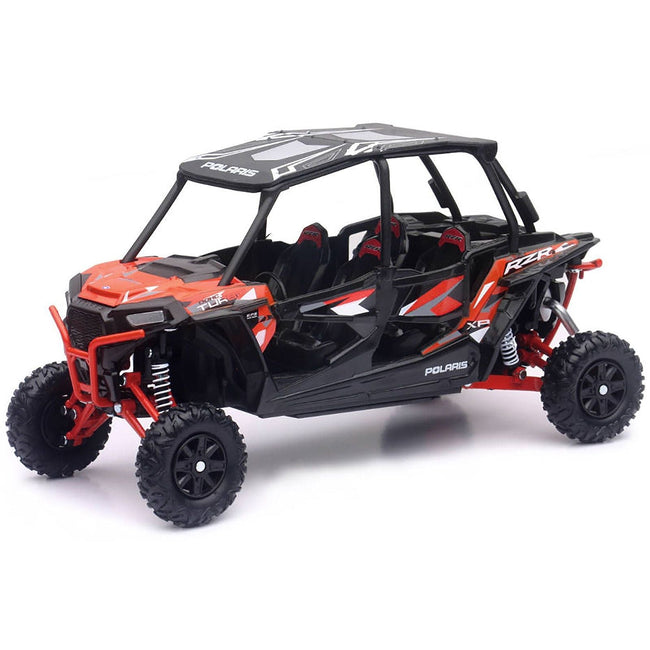 Polaris RZR XP 4 Turbo EPS Sport UTV Spectra Orange with Graphics and Black Top 1/18 Diecast Model by New Ray-New Ray-ModelCars.com