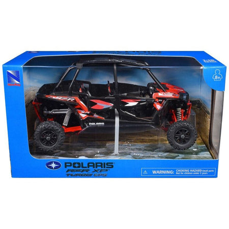 Polaris RZR XP 4 Turbo EPS Sport UTV Spectra Orange with Graphics and Black Top 1/18 Diecast Model by New Ray-New Ray-ModelCars.com