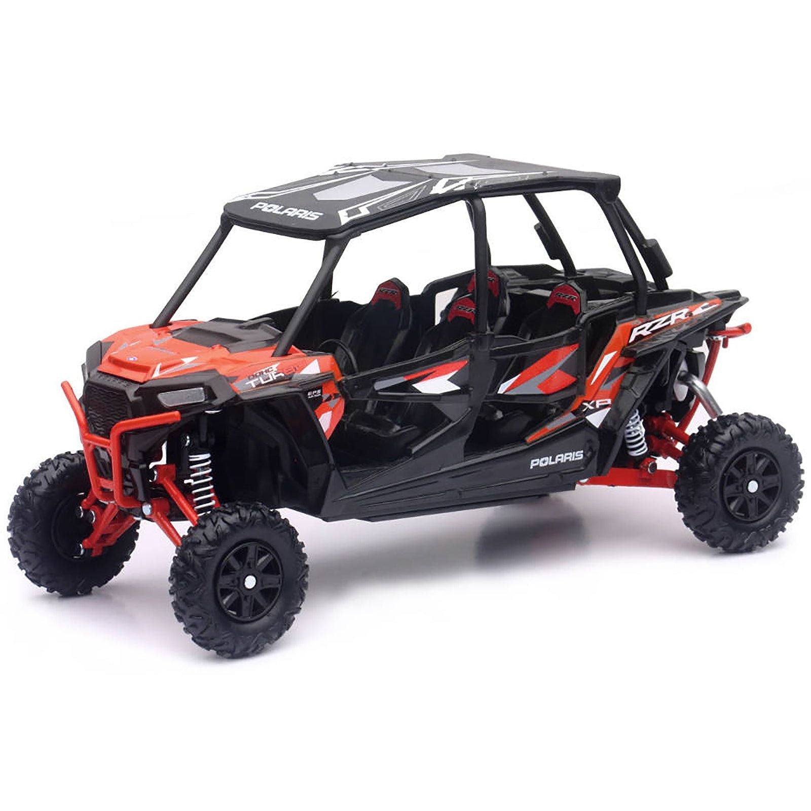 Polaris RZR XP 4 Turbo EPS Sport UTV Spectra Orange with Graphics and Black Top 1/18 Diecast Model by New Ray - New Ray - ModelCars.com