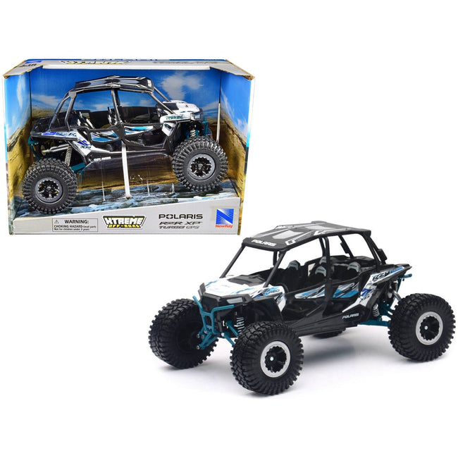 Polaris RZR XP 4 Turbo EPS Sport UTV White with Graphics and Black Top "Xtreme Off - Road" Series 1/18 Diecast Model by New Ray - New Ray - ModelCars.com